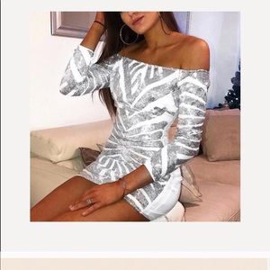 Silver Geometric Cocktail Dress